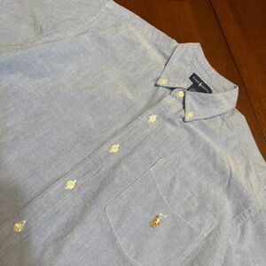 Ralph Lauren Shirt Men XL Blue Denim Wash Chambray Button Down Flesh Pony Pocket